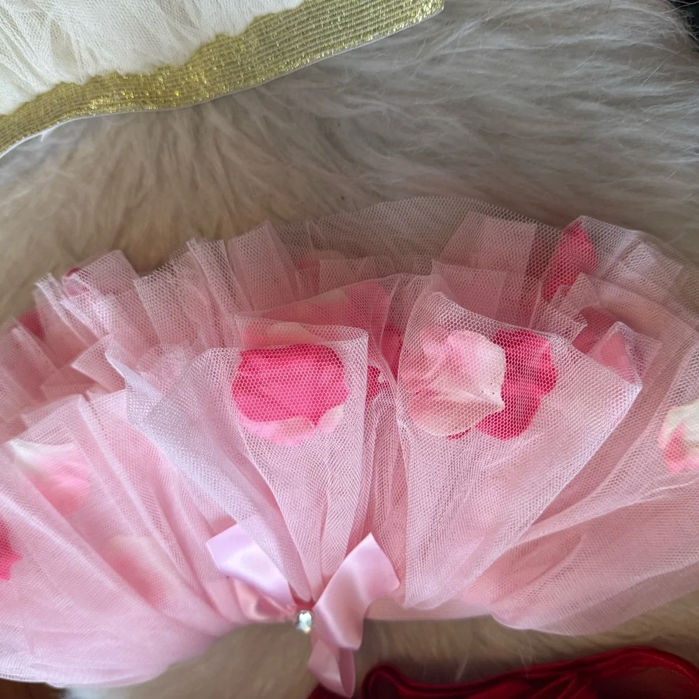 Set of 3 Girls' Tulle Tutus - White, Pink & Red 0-12 months